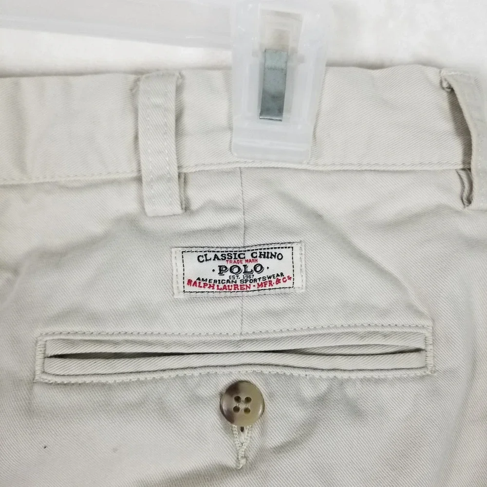 Polo Ralph Lauren Hammond Pant Mens 38x30 Khaki Double Pleated Cuffed Chinos